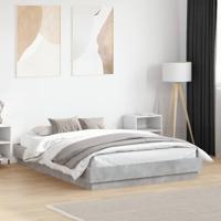 Bedframe bewerkt hout betongrijs 135x190 cm - thumbnail