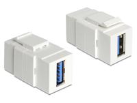 Delock 86319 Keystone-module USB 5 Gbps Type-A female naar Type-A female wit - thumbnail
