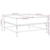 Salontafel 95x95x45 cm bewerkt hout en metaal bruin eikenkleur - thumbnail