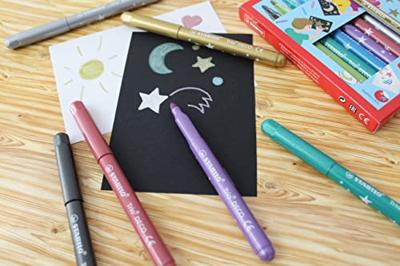 STABILO Trio DECO viltstift, blister van 8 stuks in metaalkleuren