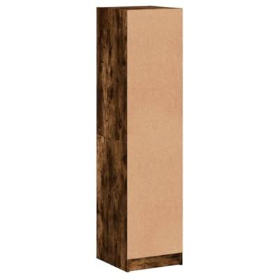 Hoge kast met glazen deuren 35x37x142 cm gerookt eikenkleurig