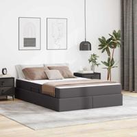 Opbergbed met matras met matras Grijs 140 x 190 cm Nep Leer - thumbnail