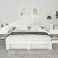 Bedframe met hoofdeinde Wit 200 x 200 cm Massief grenenhout - thumbnail