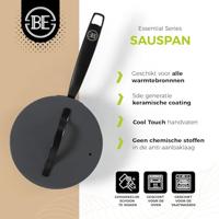 BE Living Steelpan met deksel ø 18 cm - keramische anti-aanbaklaag - PFAS-vrij - geschikt voor alle warmtebronnen - grijs - thumbnail