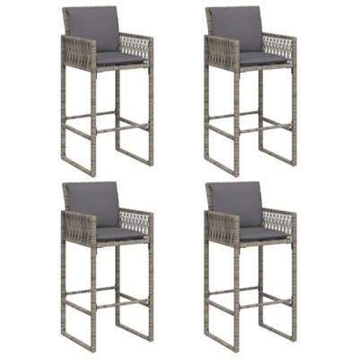 5-delige Tuinbarset met kussens poly rattan acacia grijs
