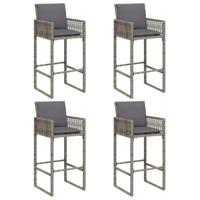 5-delige Tuinbarset met kussens poly rattan acacia grijs - thumbnail