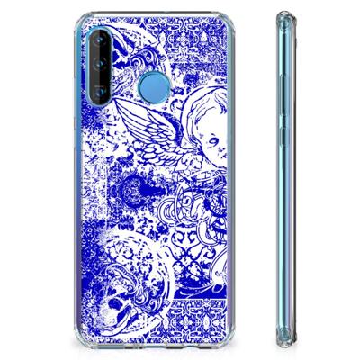 Extreme Case Huawei P30 Lite Angel Skull Blauw Extreme Case Huawei P30 Lite Angel Skull Blauw
