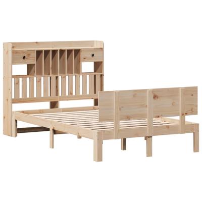 Bed met boekenkast zonder matras massief grenenhout 140x190 cm - thumbnail