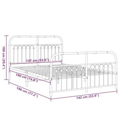 Bedframe met hoofd- en voeteneinde metaal wit 137x190 cm