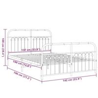 Bedframe met hoofd- en voeteneinde metaal wit 137x190 cm - thumbnail
