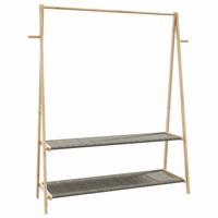 VidaXL Kledingrek met schappen 132x45,5x150,5 cm bamboe - thumbnail