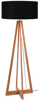 Good&Mojo Vloerlamp 'Everest' Bamboe en Eco linnen, kleur Zwart