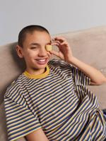 T-shirt met korte mouwen voor jongens blauw, gestreept - thumbnail