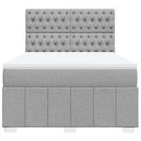 Boxspring met matras stof lichtgrijs 160x200 cm - thumbnail