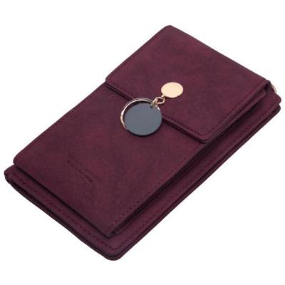 Vrouwen lederen schouder portemonnee telefoon tas Case vrouwelijke multifunctionele Coin Purse (wijn rood)