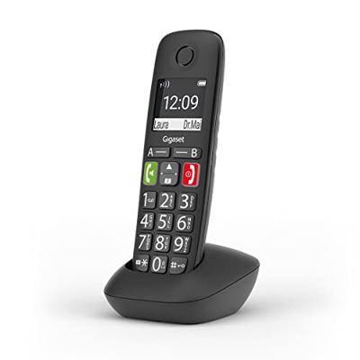 Gigaset E290Hx Universele Handset, Draadloze Ip-Telefoon Voor Senioren Voor Aansluiting Op Uw Basisstation Of Router, Met Zeer Grote Toetsen, Extra Luid Functie, Compatibel Met Hoorapparaat, Zwart