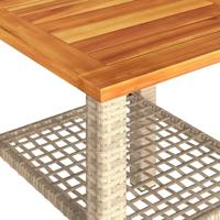 Tuintafel 40x40x42 cm poly rattan en acaciahout beige - thumbnail