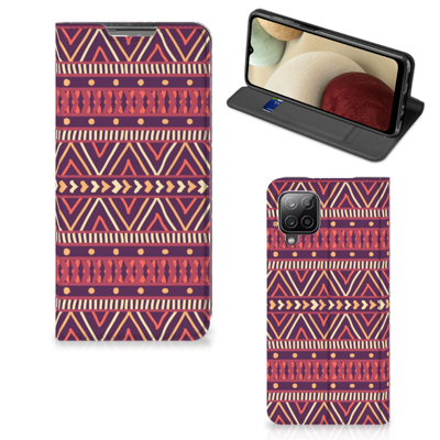 Samsung Galaxy A12 Hoesje met Magneet Aztec Paars Samsung Galaxy A12 Hoesje met Magneet Aztec Paars
