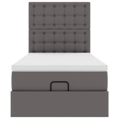 Ottoman bed met matras en LED's 90x200cm kunstleer grijs