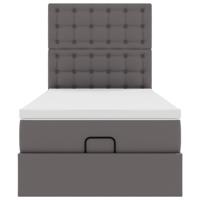 Ottoman bed met matras en LED's 90x200cm kunstleer grijs - thumbnail