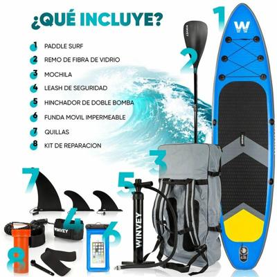 Opblaasbaar SUP-board met Accessoires Winvey SUP-B Blauw