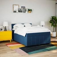 Boxspring met matras stof blauw 140x200 cm - thumbnail