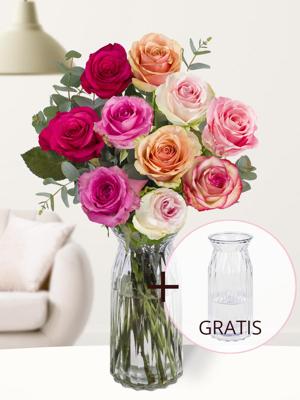 Rozenboeket Lisa + gratis glasvaas Evita