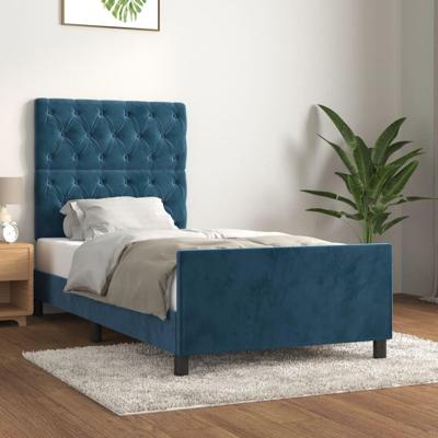 Bedframe zonder matras 80x200 cm fluweel donkerblauw Bedframe zonder matras 80x200 cm fluweel donkerblauw