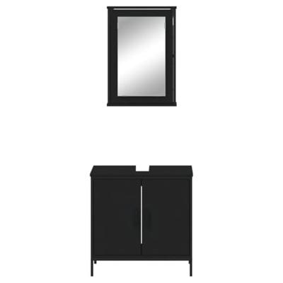 2-delige Badkamermeubelset bewerkt hout zwart