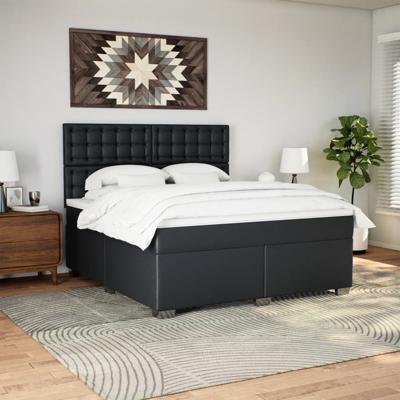 Boxspring met matras kunstleer zwart 180x200 cm - thumbnail