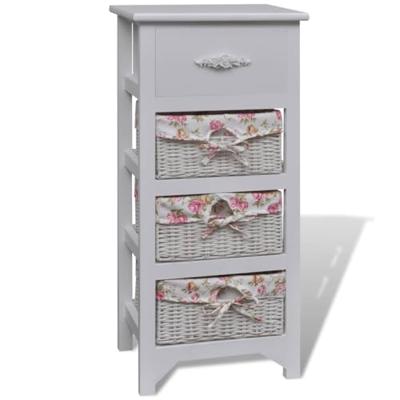 VidaXL Kast met 1 lade en 3 manden paulowniahout wit