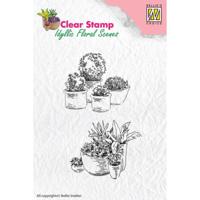 Nellie's Choice • clear stamp idyllic floral scenes pots with flowers - thumbnail