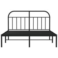 Bedframe met hoofdbord metaal zwart 140x200 cm - thumbnail
