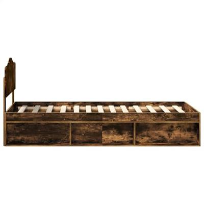 Bedframe Gerookt eiken 90 x 200 cm Massief grenenhout