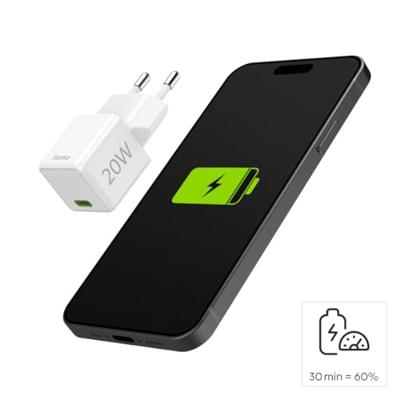 Hama Fast Charger USB-C PD/Qualcomm® Super-Mini Charger 20 W Oplader Wit - thumbnail