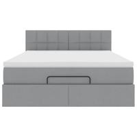Ottoman bed met matras en LED's 140x200cm stof lichtgrijs - thumbnail