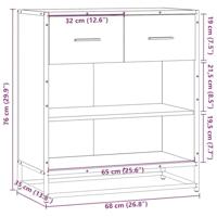 Dressoir 68x35x76 cm bewerkt hout bruin eikenkleur - thumbnail