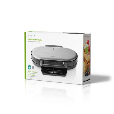 Nedis KAWP110FBK Dubbel Wafelijzer 2x 14 Cm 1200 W Zwart