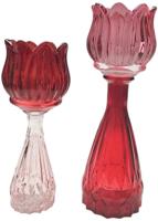 Theelichthouder Tulip rz/fuch/geel/amb glas I Van der Leeden - Van der leeden - thumbnail