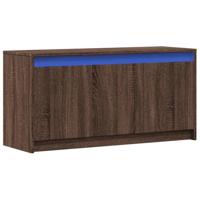 Tv-meubel met LED 100x34x50 cm bewerkt hout bruin eikenkleurig - thumbnail