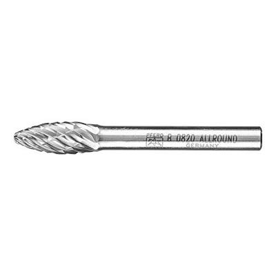 PFERD TOOLS 21001015 Freesstift Hardmetaal Vlam Lengte 60 mm Afmeting, Ø 8 mm Werklengte 20 mm Schachtdiameter 6 mm 1 stuks