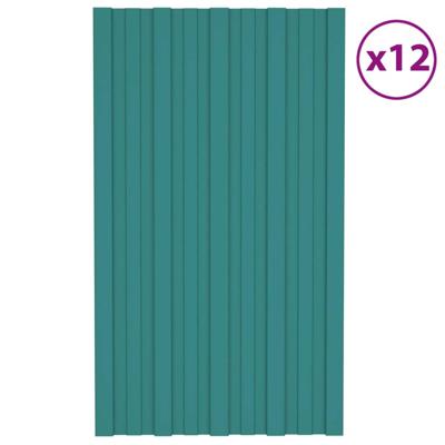Dakpanelen 12 st 80x45 cm gegalvaniseerd staal groen Dakpanelen 12 st 80x45 cm gegalvaniseerd staal groen
