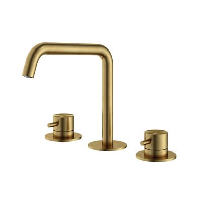 Hotbath Archie - Wastafelmengkraan - zonder Waste - Laag - Geborsteld Messing PVD - Opbouw - Messing - V04