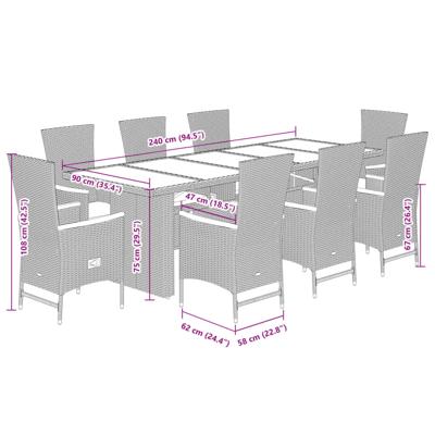 9-delige Tuinset poly rattan zwart - thumbnail