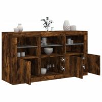 Dressoir met LED-verlichting 123x37x67 cm gerookt eikenkleurig - thumbnail