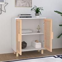 Dressoir 60x30x70 cm massief grenenhout en rattan wit - thumbnail
