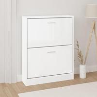 VidaXL Schoenenkast 59x17x81 cm bewerkt hout hoogglans wit - thumbnail