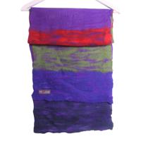 Gevilte Gestreepte Sjaal (Rood/Groen/Paars/Donkerblauw) - thumbnail