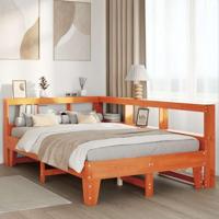 Bed met boekenkast zonder matras grenenhout wasbruin 120x190 cm - thumbnail