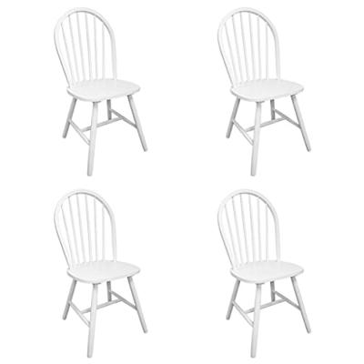 Eetkamerstoelen 4 st massief rubberwood wit